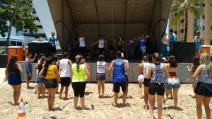 Integração- entre os- cursos foi reforçada- nos Jogos -de -Praia do -Cesmac  1
