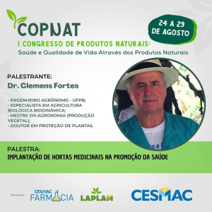 PUBLI-Curso de Farmácia CESMAC e LAPLAM realizam I Congresso de Produtos Naturais (COPNAT)..