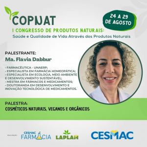 PUBLI-Curso de Farmácia CESMAC e LAPLAM realizam I Congresso de Produtos Naturais (COPNAT)..