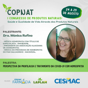 PUBLI-Curso de Farmácia CESMAC e LAPLAM realizam I Congresso de Produtos Naturais (COPNAT)..
