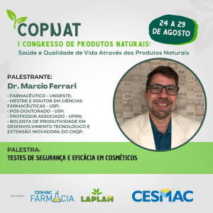 PUBLI-Curso de Farmácia CESMAC e LAPLAM realizam I Congresso de Produtos Naturais (COPNAT)..