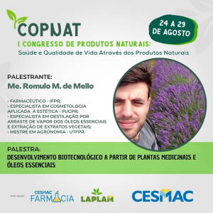 PUBLI-Curso de Farmácia CESMAC e LAPLAM realizam I Congresso de Produtos Naturais (COPNAT)..