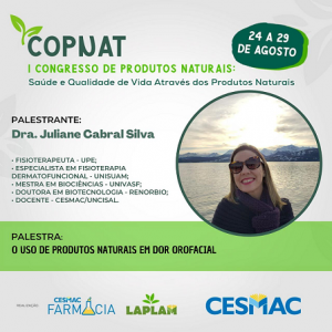 PUBLI-Curso de Farmácia CESMAC e LAPLAM realizam I Congresso de Produtos Naturais (COPNAT)..