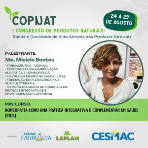 PUBLI-Curso de Farmácia CESMAC e LAPLAM realizam I Congresso de Produtos Naturais (COPNAT)..