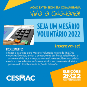Ação Extensionista Comunitária “Viva a Cidadania” incentiva participação dos acadêmicos como mesários voluntários nas eleições