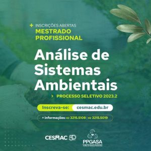 Mestrado Profissional em Análise de Sistemas Ambientais: Inscrições Abertas para 2023.2