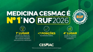 Medicina do Cesmac se consolida entre as melhores do Brasil, conquista o 4º lugar entre as privadas do Nordeste e lidera ranking das particulares de Alagoas